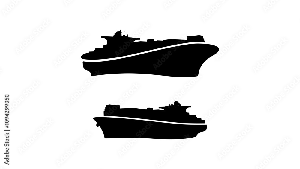 cargo ship emblem, black isolated silhouette cargo ship emblem, black isolated silhouette