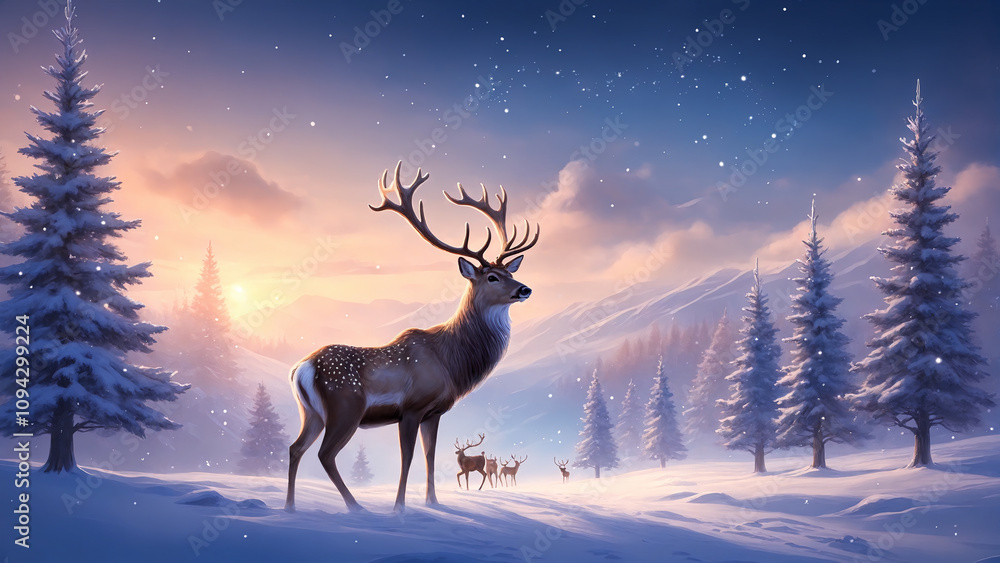 christmas deer in the forest christmas deer in the forest