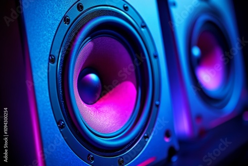 Futuristic Neon Speakers with Stylish Design and Dynamic Sound Setup for Music Entertainment