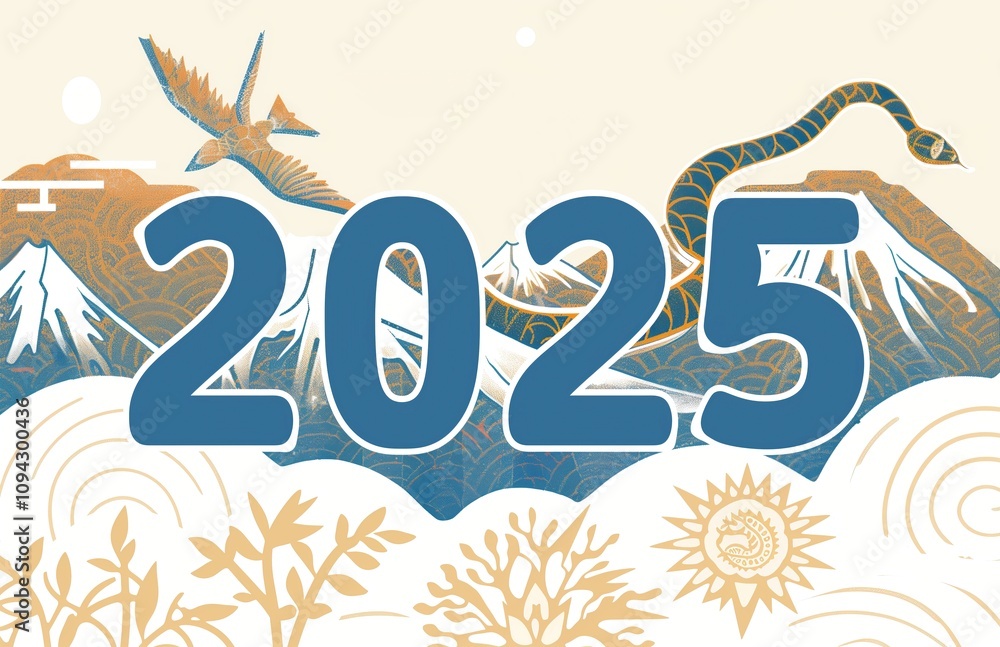 Obraz premium Illustration for cultural celebration of chinese new year 2025 snake zodiac symbol