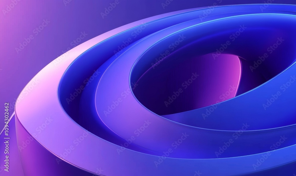 Obraz premium Futuristic Abstract Minimalist 3D Shapes with Gradient Blue and Purple