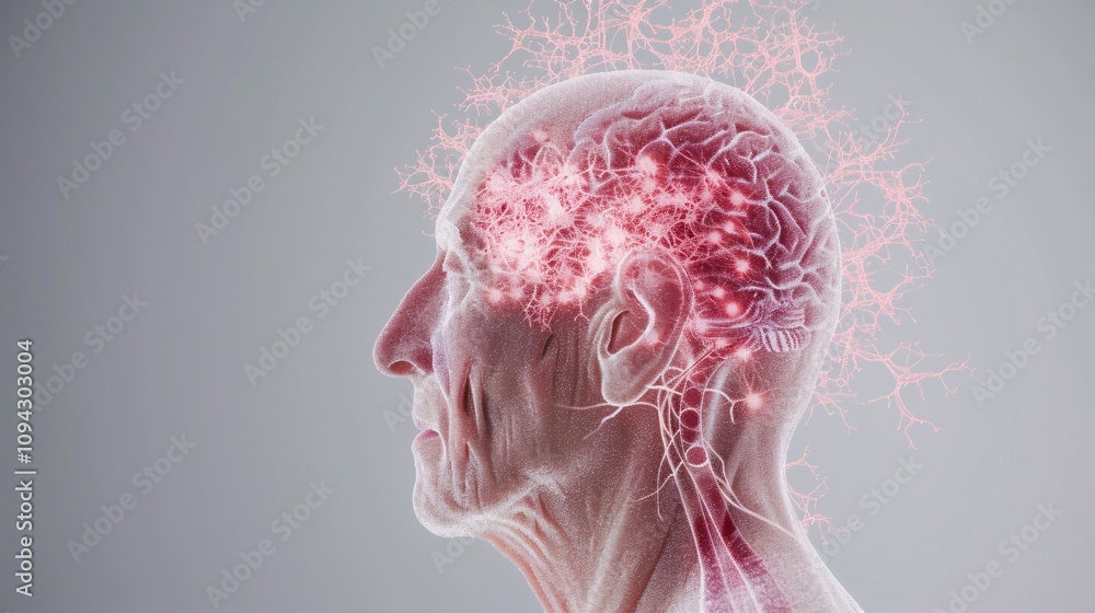 2409_031.Highlighted hair follicles with energy patterns representing male pattern baldness, medical illustration style, high contrast, clean background, with faint side profile of a man as backdrop, 2409_031.Highlighted hair follicles with energy patterns representing male pattern baldness, medical illustration style, high contrast, clean background, with faint side profile of a man as backdrop,