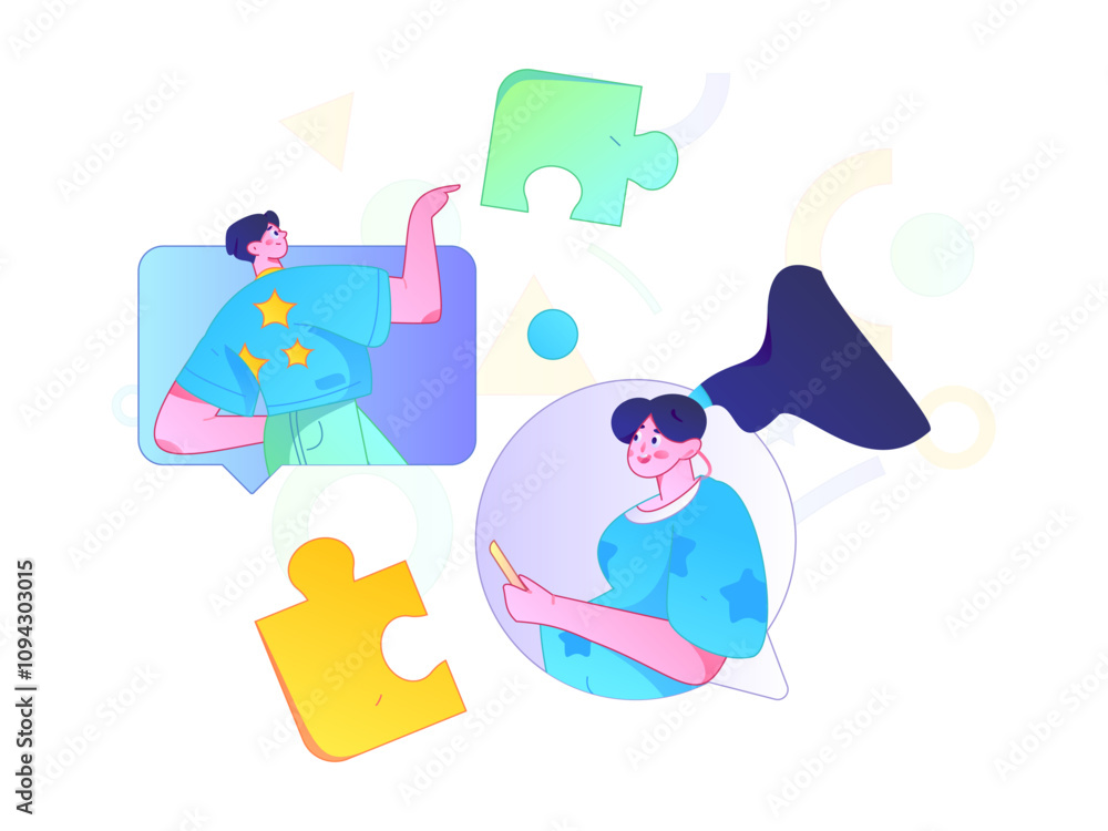 Virtual characters social communication concept business flat vector hand drawn illustration
Virtual characters social communication concept business flat vector hand drawn illustration