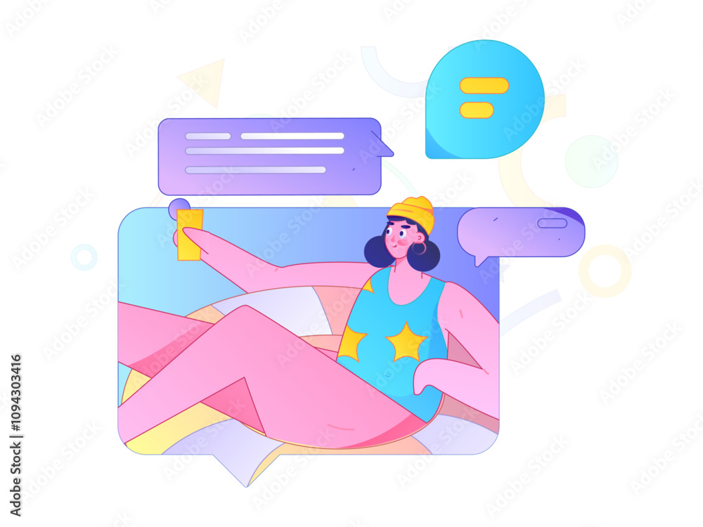 Virtual characters social communication concept business flat vector hand drawn illustration
Virtual characters social communication concept business flat vector hand drawn illustration