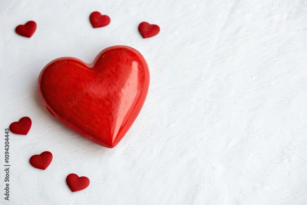 Simple red heart on white background, red heart, heart shape