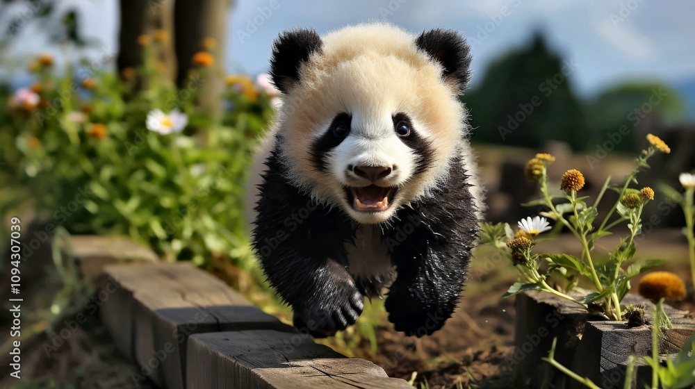 Obraz premium panda bear running