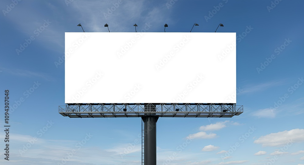 青空背景、何もない白い広告パネル、OOH|Blue sky background, empty white ad panel. 青空背景、何もない白い広告パネル、OOH|Blue sky background, empty white ad panel.