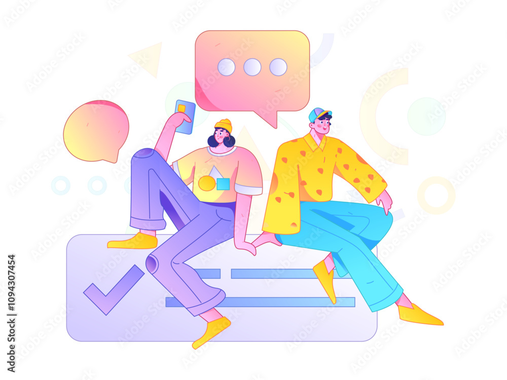 Virtual characters social communication concept business flat vector hand drawn illustration
Virtual characters social communication concept business flat vector hand drawn illustration
