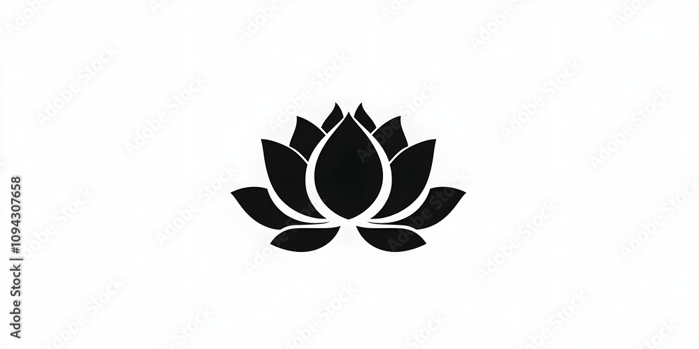 Fototapeta premium Simple black lotus flower graphic design.