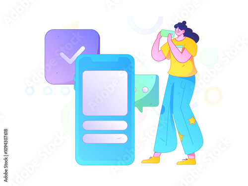 Virtual characters social communication concept business flat vector hand drawn illustration
