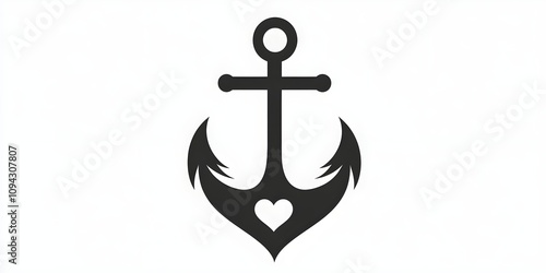 Nautical love: A black anchor with a white heart.