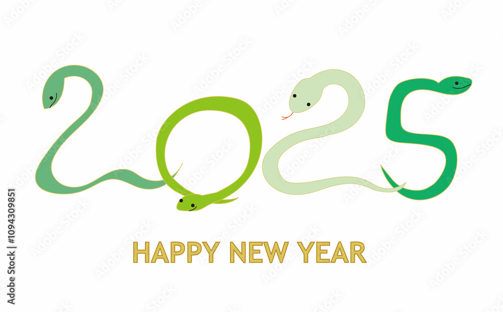 Fototapeta premium へびのキャラクターイラスト年賀状素材