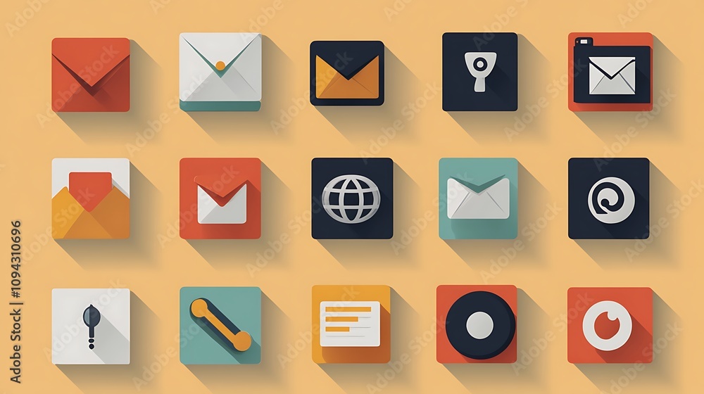 Email management icons digital workspace graphic design modern flat design Email management icons digital workspace graphic design modern flat design