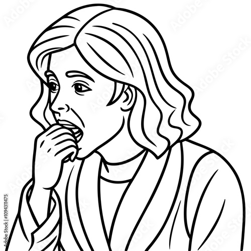  coughing woman illustration-