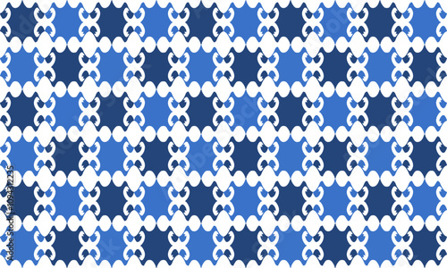 Two tone blue chain link horizontal abstract background with seamless repeat as bead curtain pattern, replete image design for fabric printing