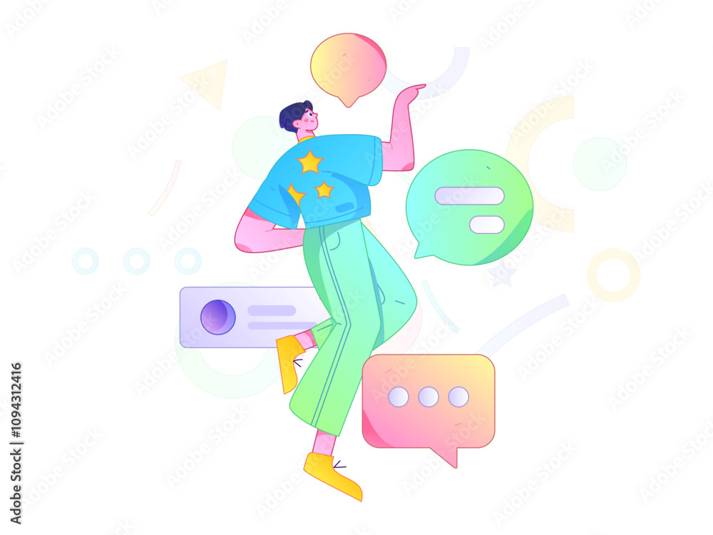 Virtual characters social communication concept business flat vector hand drawn illustration
Virtual characters social communication concept business flat vector hand drawn illustration