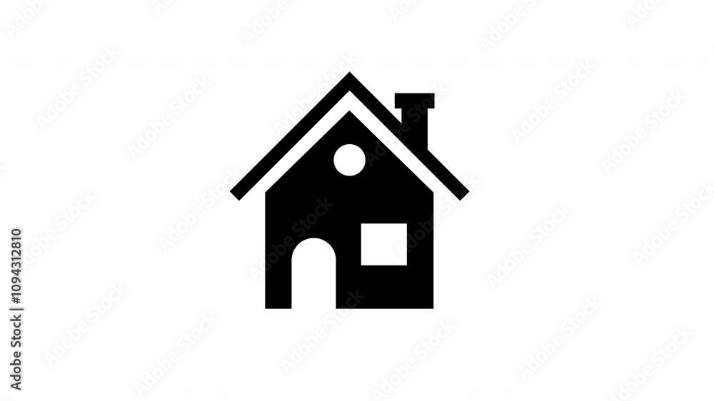 house icon animation. black and white color. house icon animation. black and white color.