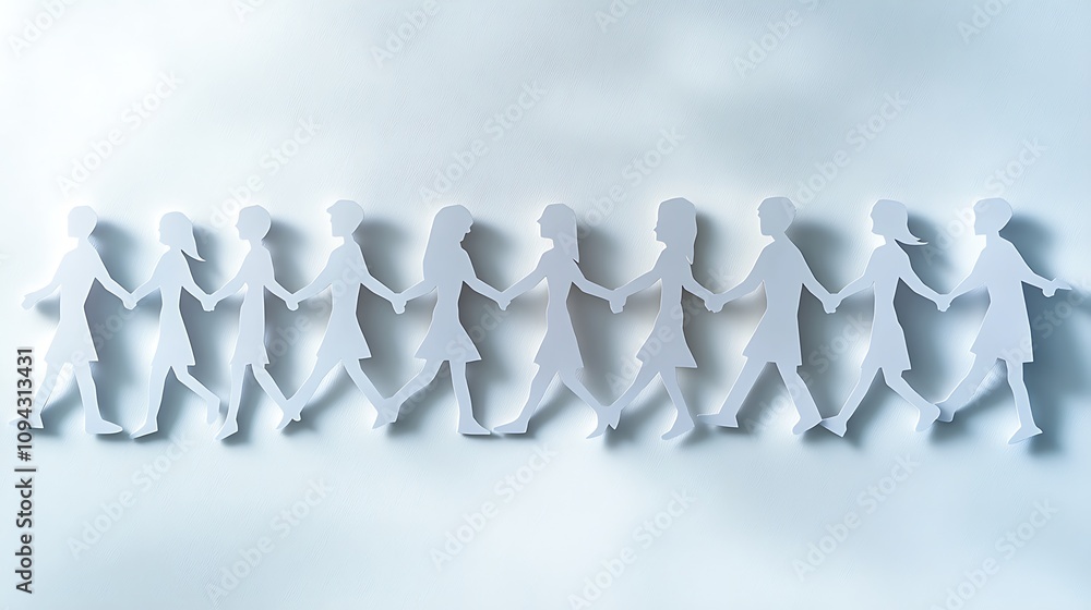Connection through motion paper cutouts walking together studio visual art minimalist close-up community Connection through motion paper cutouts walking together studio visual art minimalist close-up community