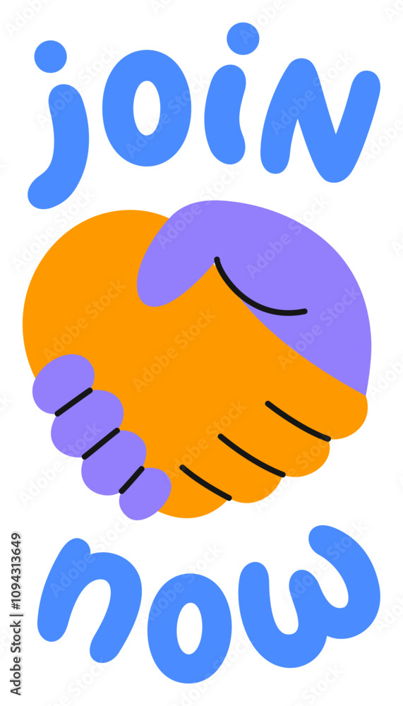 Hand and lettering join now sticker Hand and lettering join now sticker