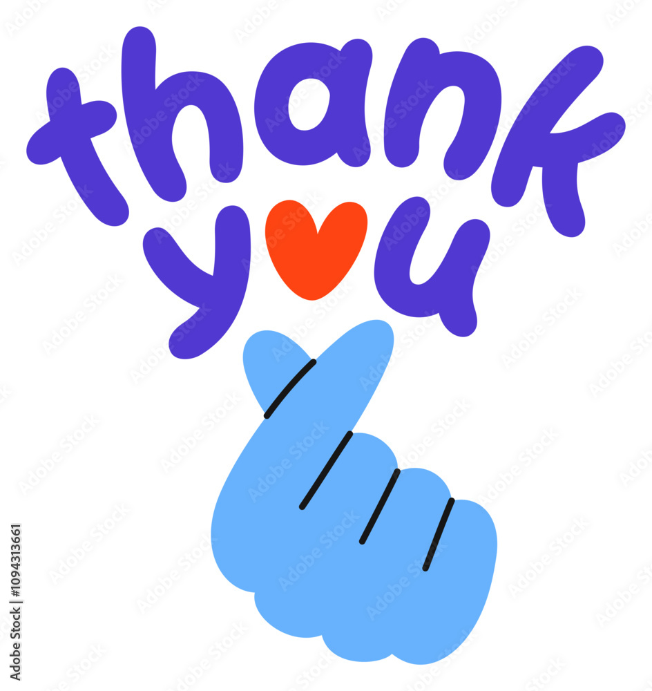 Hand and lettering thank you sticker Hand and lettering thank you sticker