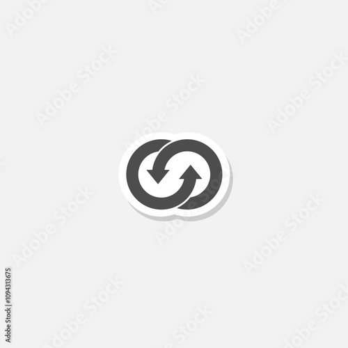 Synchronize arrows flat icon sticker isolated on gray background