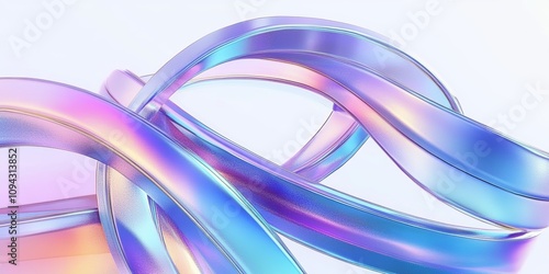 Abstract Digital Art Smooth Metallic Curves Pastel Colors Iridescent Reflections