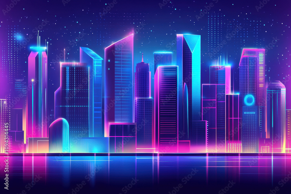 Fototapeta premium Futuristic Neon Cityscape