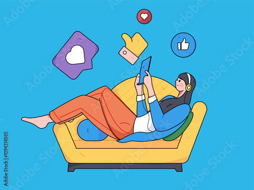 Virtual characters social communication concept business flat vector hand drawn illustration
