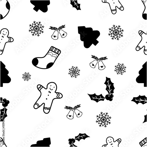 seamless christmass pattern greyscale