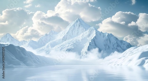 A breathtaking view of snow-covered mountains, showcasing the grandeur and beauty of winter landscapes.