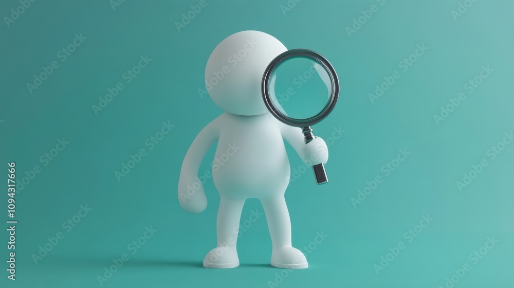 3D-rendered figure holding a magnifying glass 3D-rendered figure holding a magnifying glass