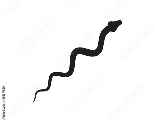 Black silhouette snake icon. Isolated snake symbol on white background. Abstract snake sign