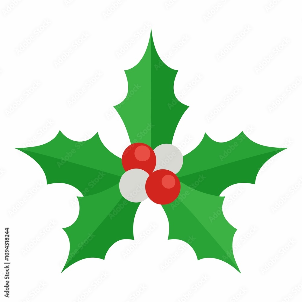 Christmas Frosted Holly Leaves head with white background Christmas Frosted Holly Leaves head with white background