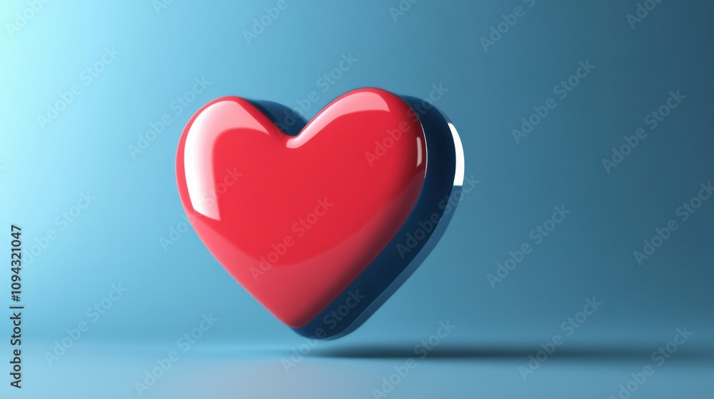 Social media like icon with a heart design against a blue background Social media like icon with a heart design against a blue background
