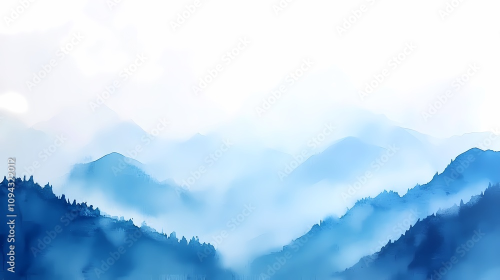 Traditional Chinese watercolor blue and white silk dyed mountain illustration poster background Traditional Chinese watercolor blue and white silk dyed mountain illustration poster background