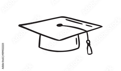 Hand drawn doodle Graduation hat icon. Education hat line for college student drawing