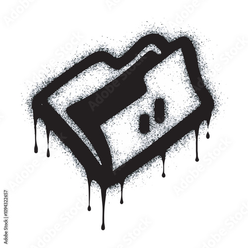 Spray Painted Graffiti folder symbol Sprayed isolated on white background. graffiti folder icon with overspray in black on white. Vector illustration.

