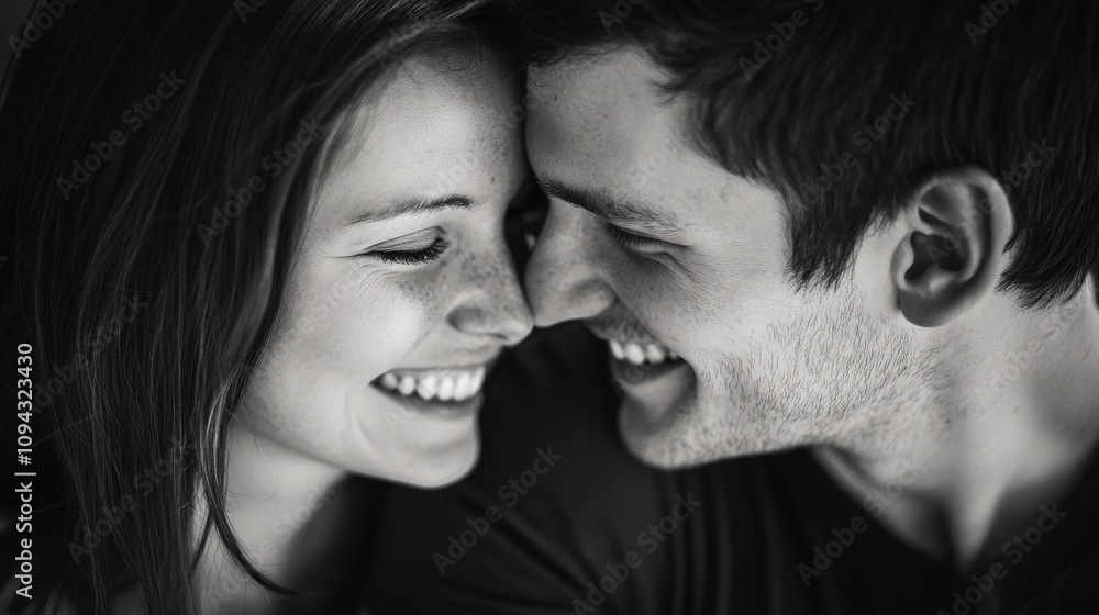 Couple smiling at each other with loving expressions, completely in sync Couple smiling at each other with loving expressions, completely in sync