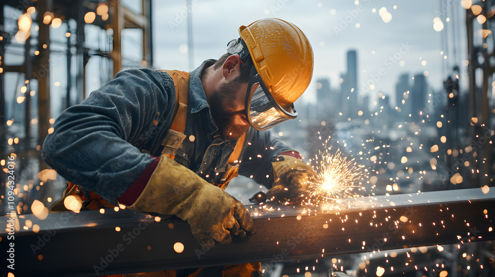 worker while doing a welding with arc welder welding or welding Sparks for background, Backdrop and manufacturing. worker while doing a welding with arc welder welding or welding Sparks for background, Backdrop and manufacturing.