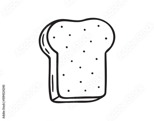 Hand drawn doodle toast slice isolated icon. Outline drawing toast sign.