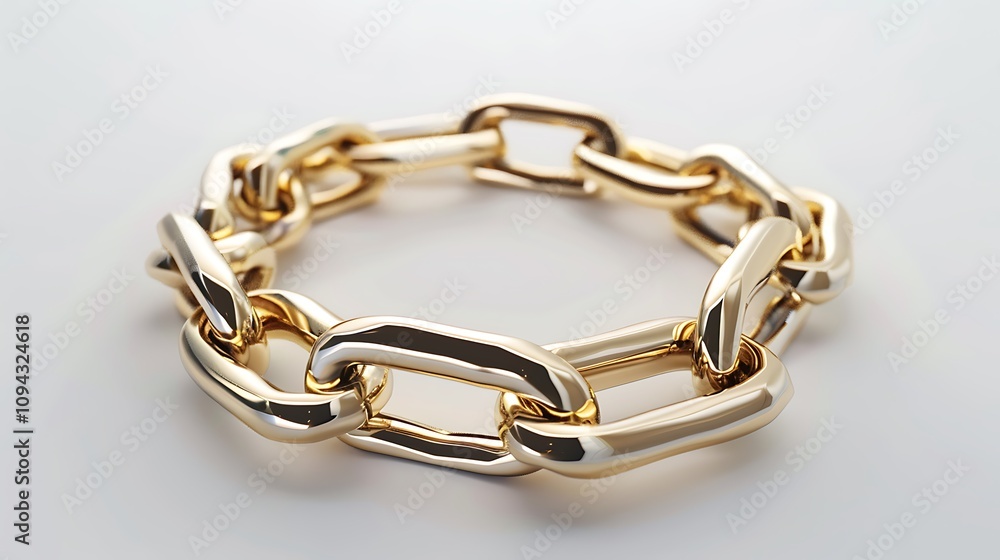 a gold chain bracelet, every link perfectly detailed against a white background. a gold chain bracelet, every link perfectly detailed against a white background.