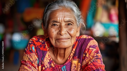 Elderly woman with a wise, gentle expression, showing resilience