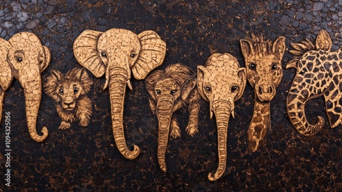 African Safari Animal Wood Burning Art photo