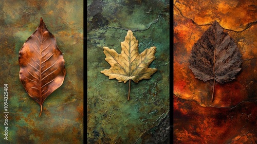 Autumnal Trilogy: A Study in Copper, Gold, and Bronze Leaves photo