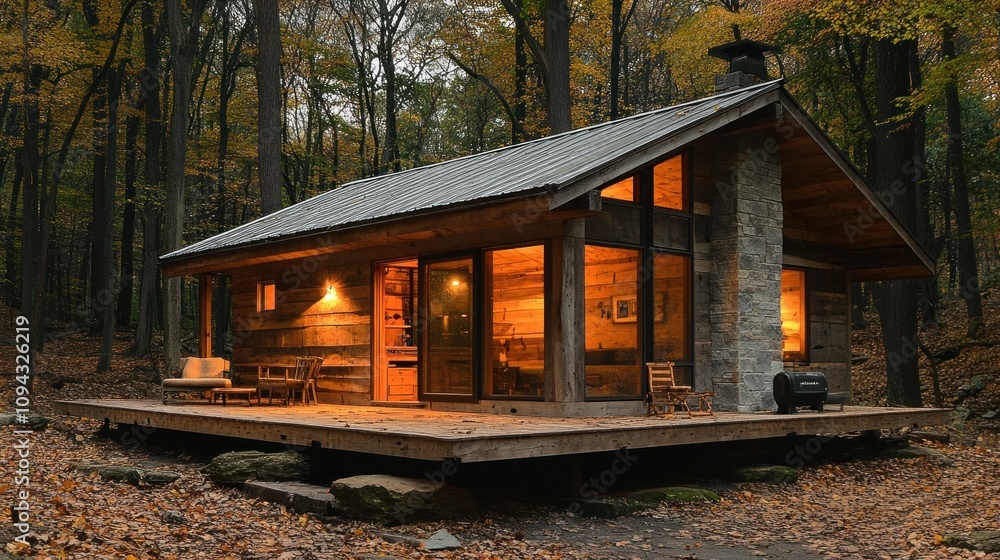 Secluded Cabin in Autumn Woods: A Cozy Escape Secluded Cabin in Autumn Woods: A Cozy Escape