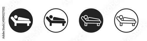 Person in bed vector icon. Hotel vector signs set. Patient icon
