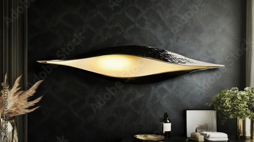 Elegant Black and Gold Wall Lamp: Modern Interior Design photo