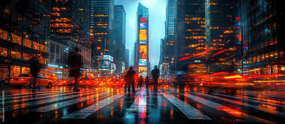 Rainy Night in Times Square, NYC: A Vibrant Cityscape Rainy Night in Times Square, NYC: A Vibrant Cityscape