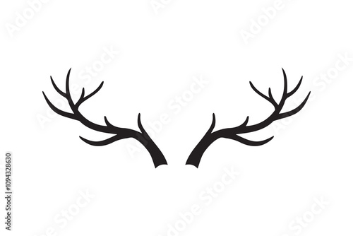 Deer horn silhouette vector illustration icon. Silhouette of reindeer Antler. Etching of buck stag part of skull. 