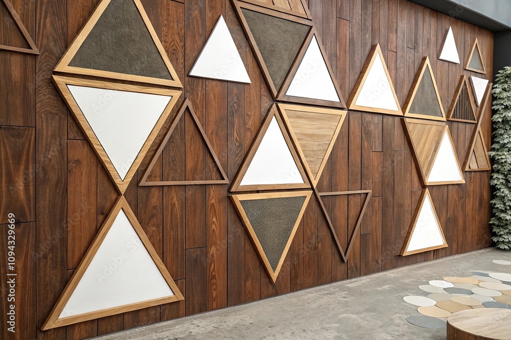 A collage of triangles in various sizes and orientations against a rich wooden texture, earthy atmosphere, organic shapes, natural surroundings, weathered wood, abstract geometry A collage of triangles in various sizes and orientations against a rich wooden texture, earthy atmosphere, organic shapes, natural surroundings, weathered wood, abstract geometry